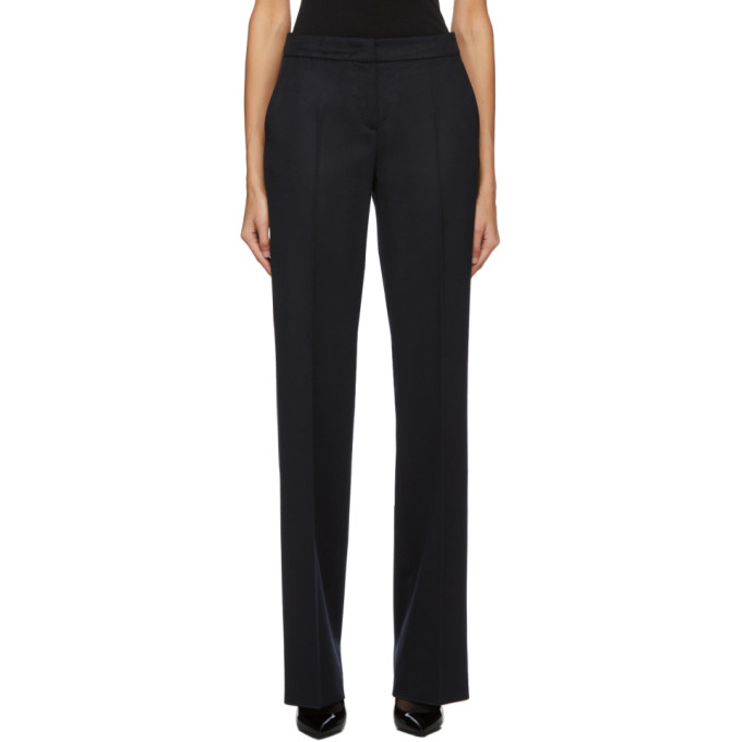 MAX MARA NAVY CAMEL WOOL PESCIA TROUSERS