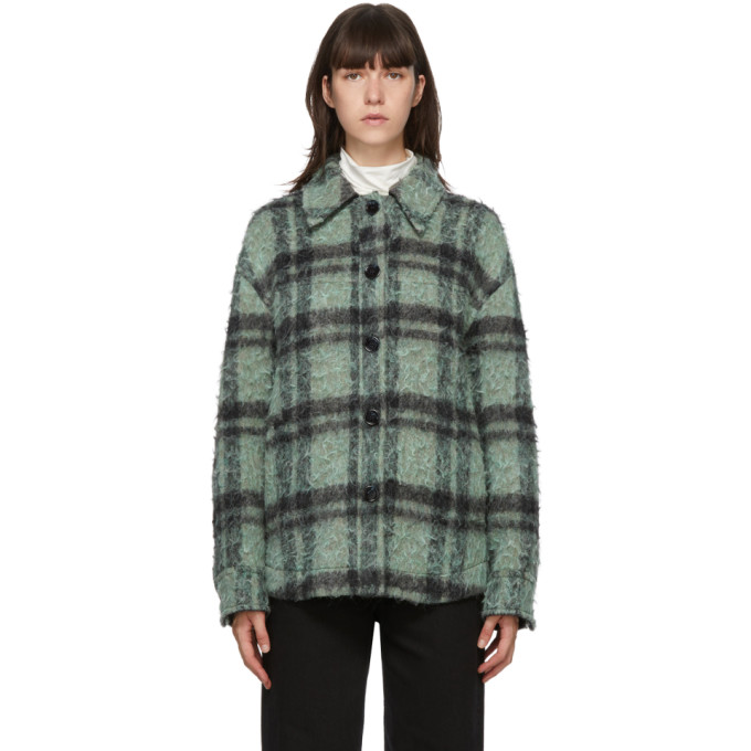 Acne Studios Acne Studios Green and Black Wool Check Jacket