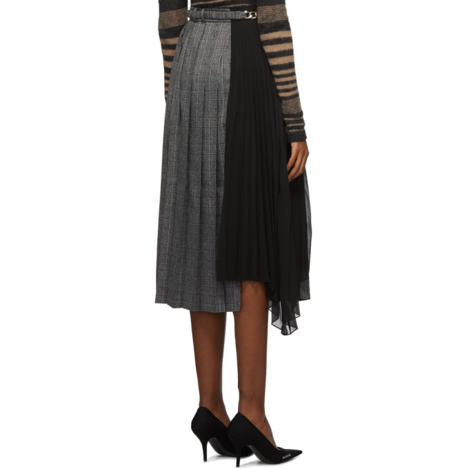 ROKH ROKH BLACK TRIPLE PLEAT MID-LENGTH SKIRT