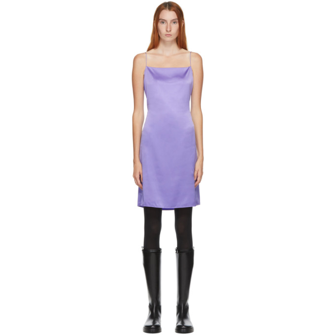 Helmut Lang SSENSE Exclusive Purple Silk Open Back Mini Dress