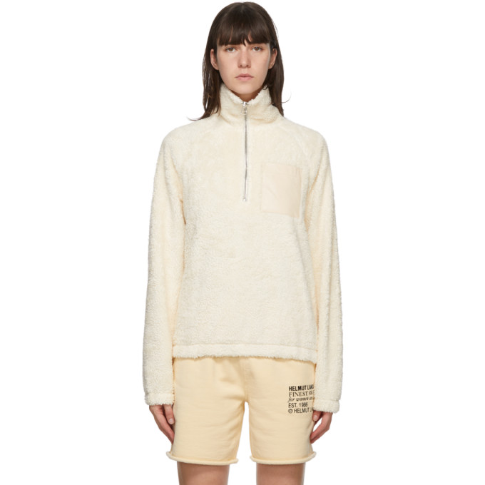 Helmut Lang Off-White Sherpa Half-Zip Sweatshirt