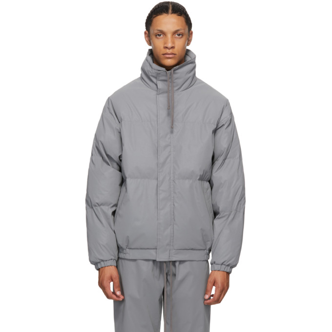 silver grey puffer jacket