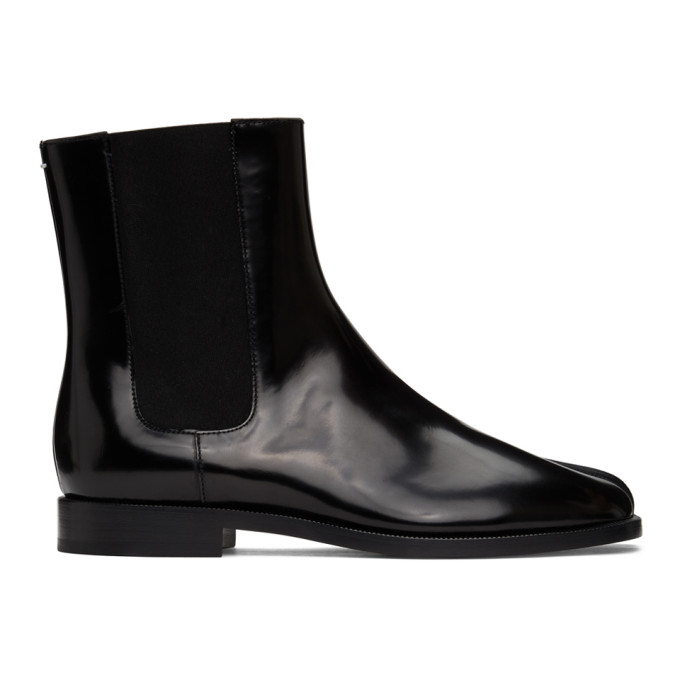 Click to view more detailed imagery on our partner's website Maison Margiela Tabi Split-toe Patent-leather Chelsea Boots In Black