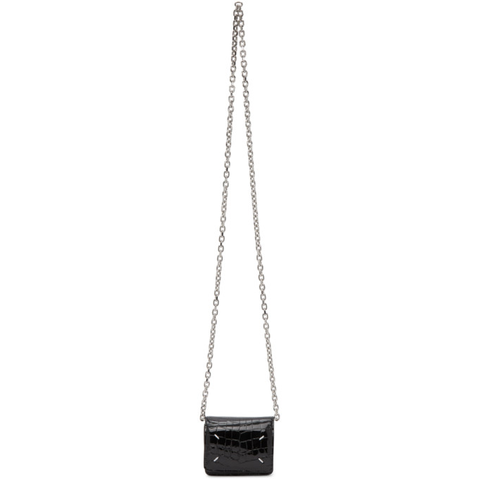 MAISON MARGIELA MAISON MARGIELA BLACK PATENT CROC MESSENGER BAG