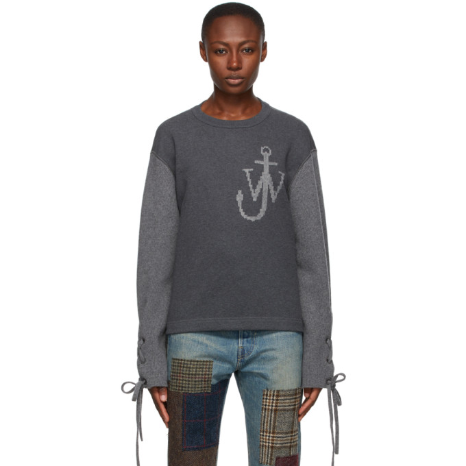 Moncler Genius 1 Moncler JW Anderson Grey Logo Crewneck