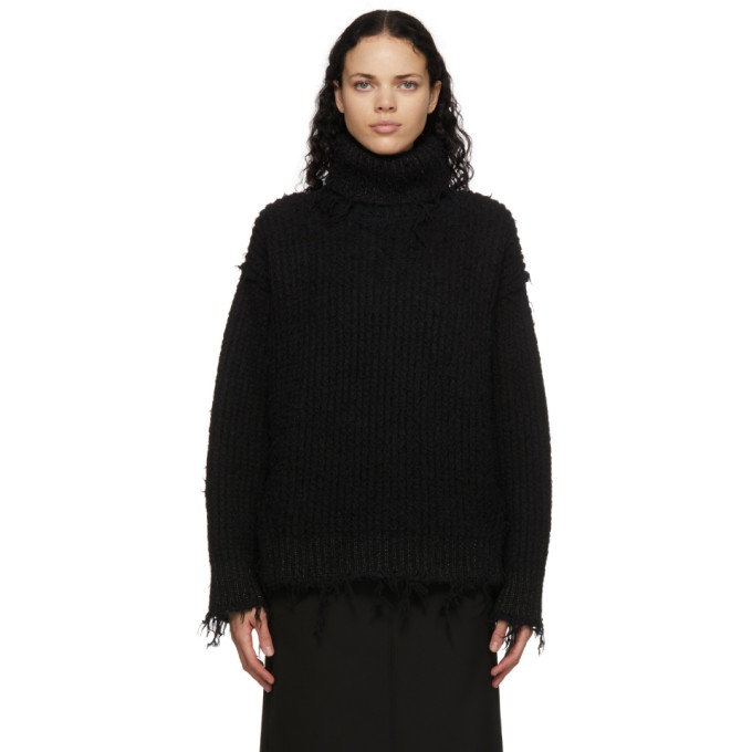 Moncler Genius 2 Moncler 1952 Black Fringed Turtleneck