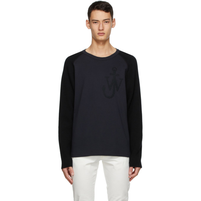 Moncler Genius 1 Moncler JW Anderson Navy Logo Crewneck