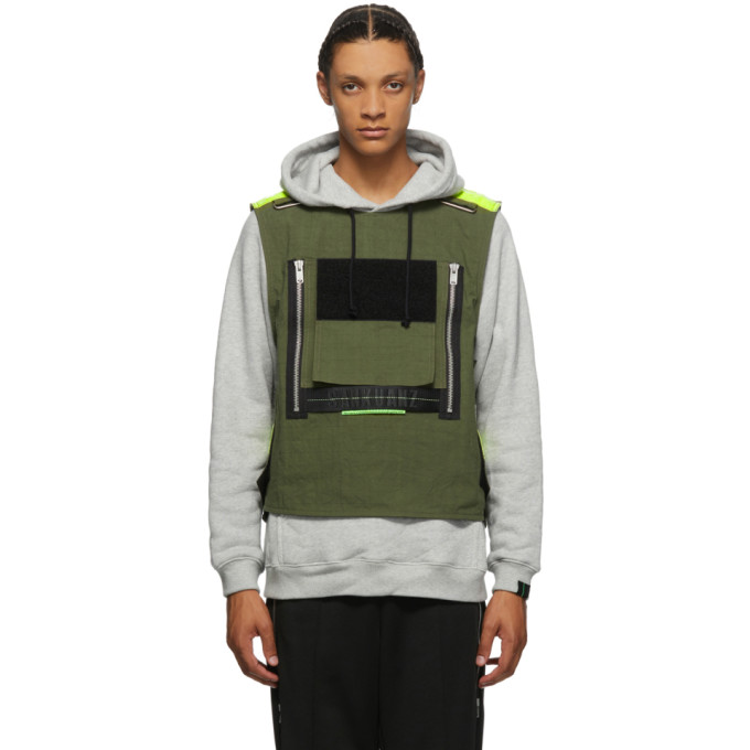 Click to view more detailed imagery on our partner's website Sankuanz Grey And Khaki Vest Hoodie