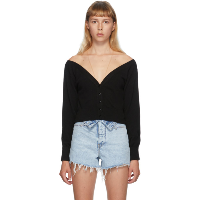 Alexander Wang Black Fitted Cropped Cardigan