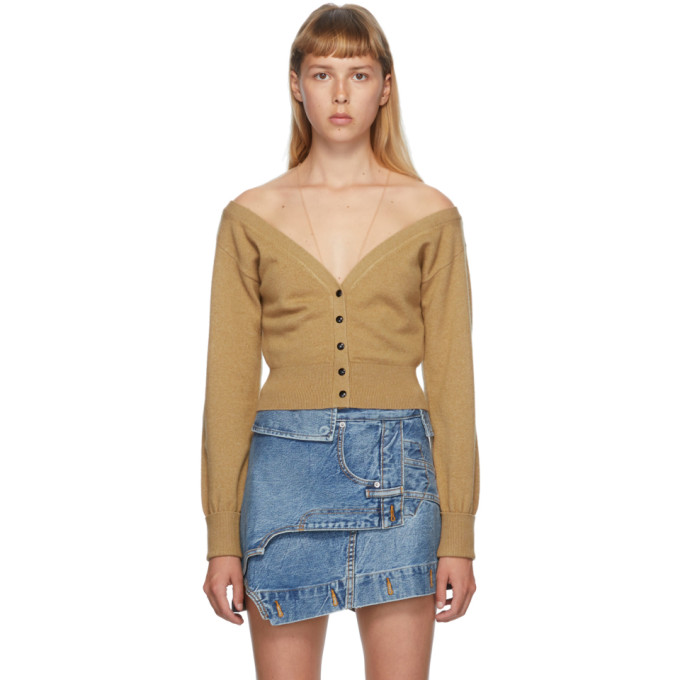 Alexander Wang Beige Fitted Cropped Cardigan