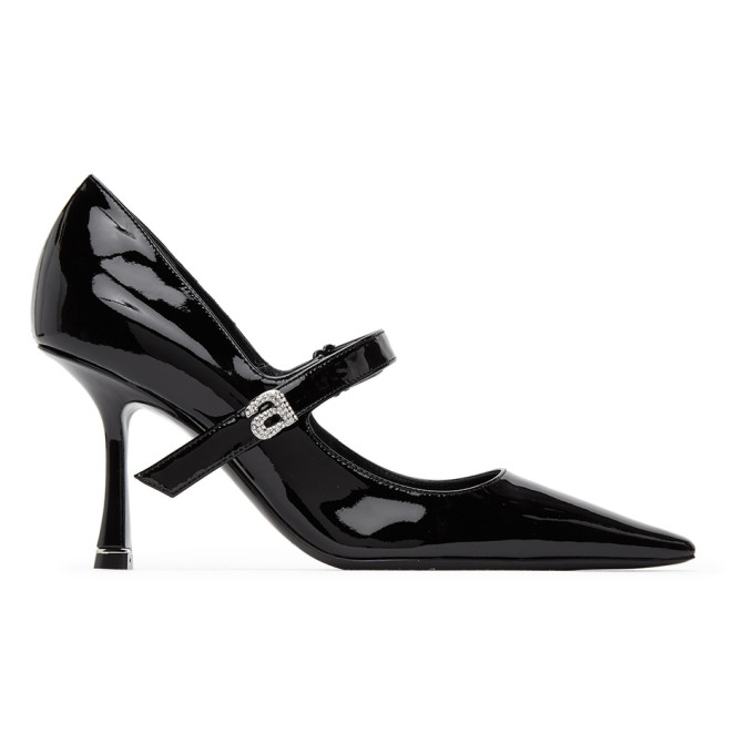 ALEXANDER WANG BLACK PATENT GRACE 85 MARY JANE HEELS