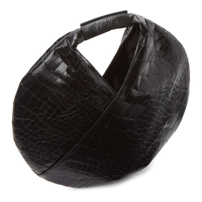 MM6 MAISON MARGIELA MM6 MAISON MARGIELA BLACK CROC SMALL CIRCLE TOTE