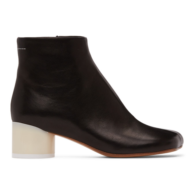 MM6 Maison Margiela Black Low Heel Ankle Boots