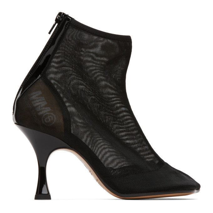 MM6 Maison Margiela Black Mesh Ankle Boot