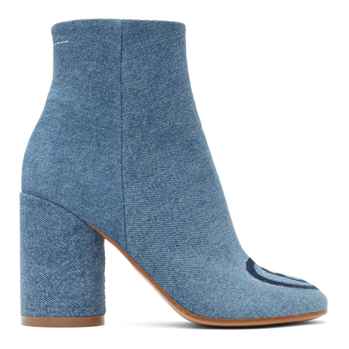 MM6 Maison Margiela Blue Denim 6 Ankle Boots