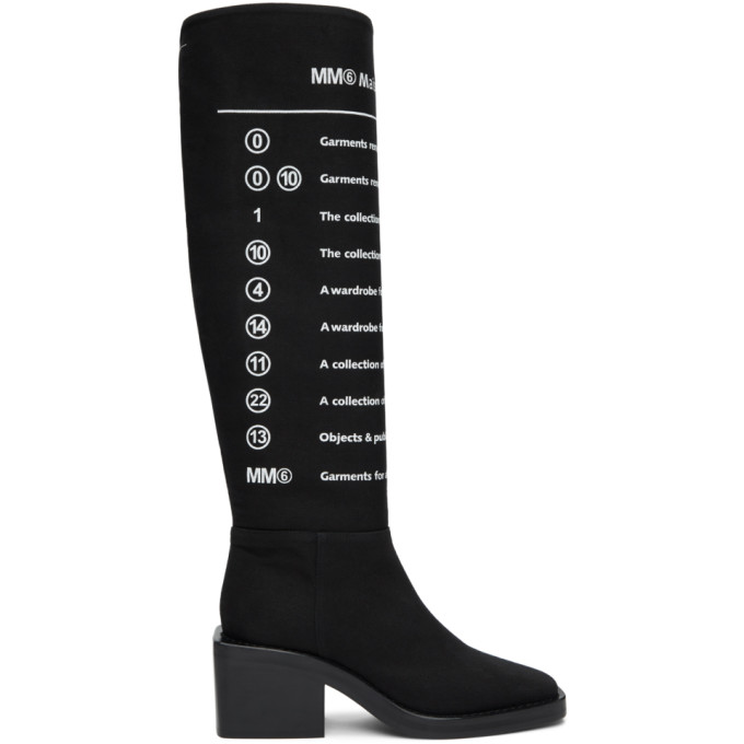 MM6 Maison Margiela Black Print Logo Boots