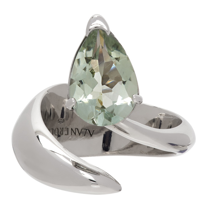 Alan Crocetti Silver & Green Amethyst Alien Ring In Rhodium