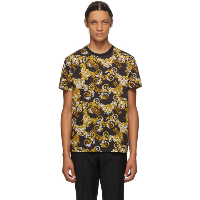 Click to view more detailed imagery on our partner's website Versace Jeans Couture Print T-shirt Baroque Black Gold In E899 Nero