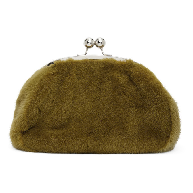 Marina Moscone Green Mink Micro Coin Purse In Moss