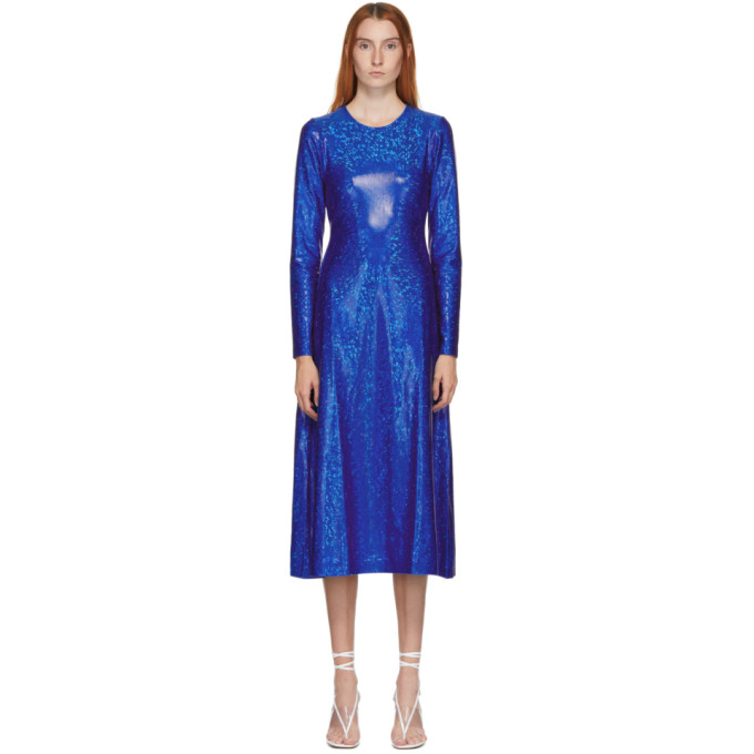 Saks Potts SSENSE Exclusive Blue Shimmer Simple Dress