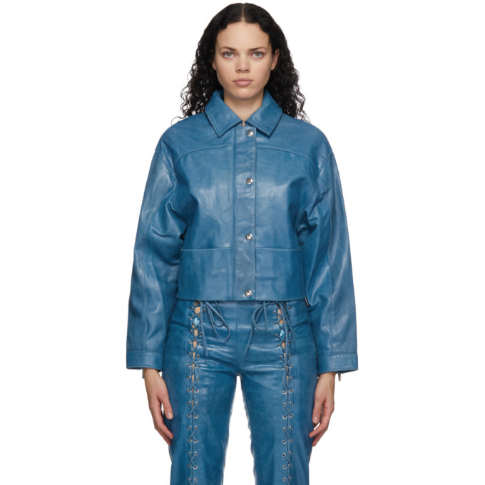 SAKS POTTS SAKS POTTS BLUE LEATHER DIABLO JACKET