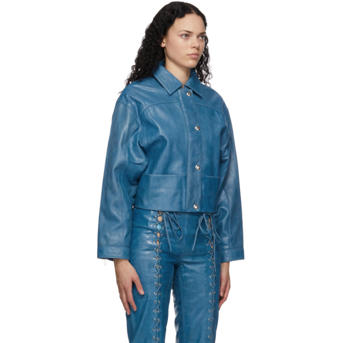 SAKS POTTS SAKS POTTS BLUE LEATHER DIABLO JACKET