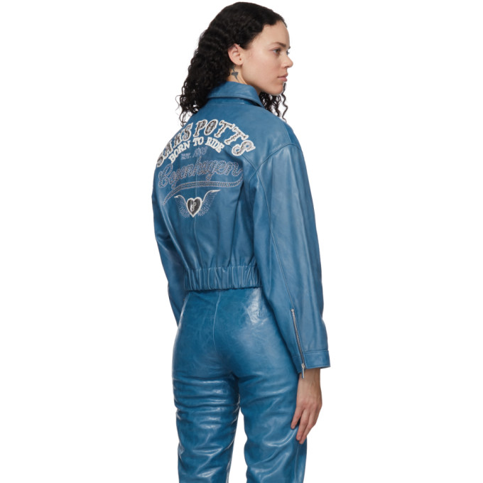 SAKS POTTS SAKS POTTS BLUE LEATHER DIABLO JACKET