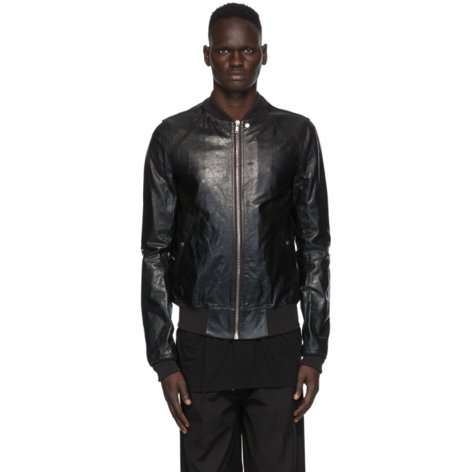 Rick Owens Rick Owens Black Leather Raglan Bomber Jacket