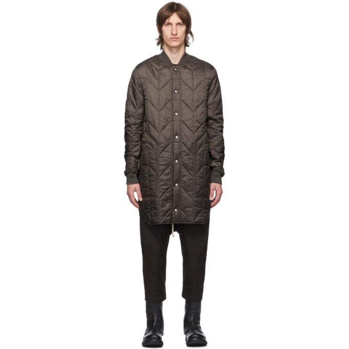 Rick Owens Taupe Quilted Liner Coat