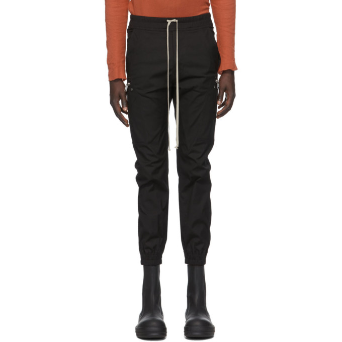 Rick Owens Black Poplin Cargo Jogger Pants