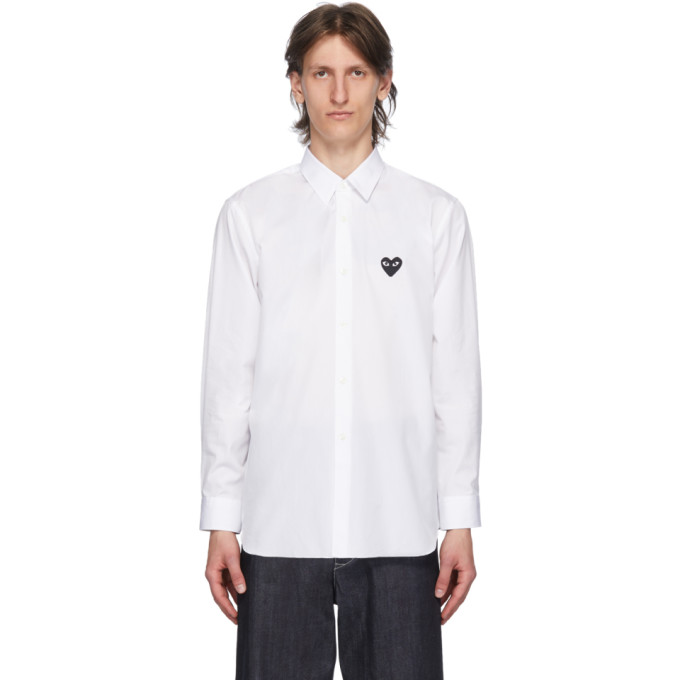 COMME DES GARÇONS PLAY COMME DES GARCONS PLAY WHITE AND BLACK HEART PATCH SHIRT