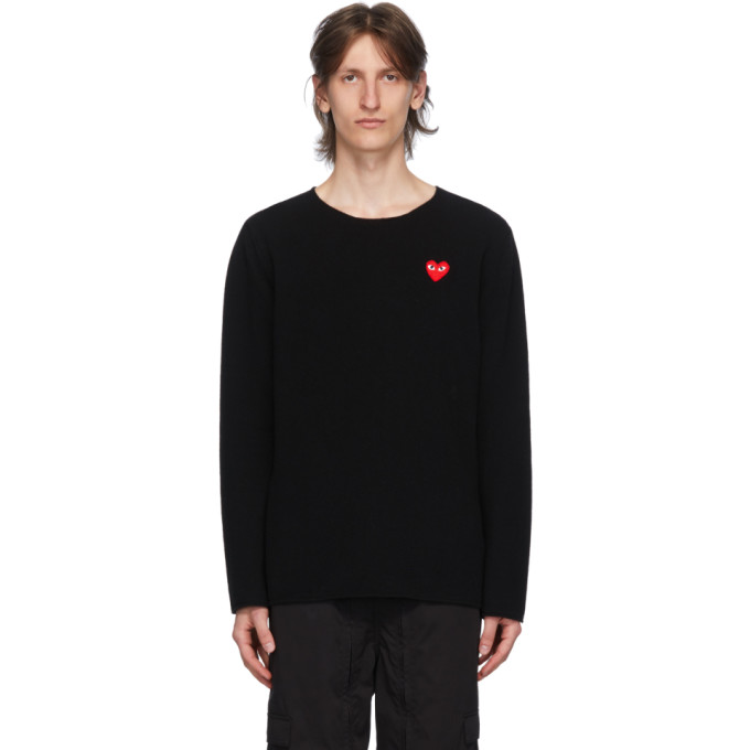 COMME DES GARÇONS PLAY COMME DES GARCONS PLAY BLACK HEART PATCH CREWNECK SWEATER