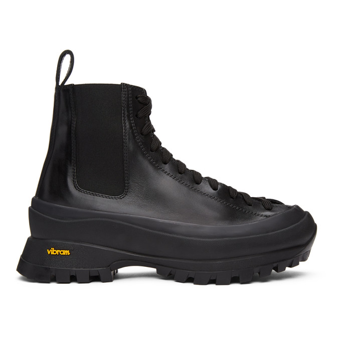 Jil Sander Black Lace-Up Combat Boots