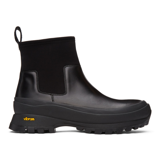 Jil Sander Black Neoprene Rain Chelsea Boots