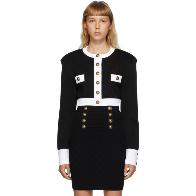 Balmain Balmain Black and White Buttoned Short Jacket