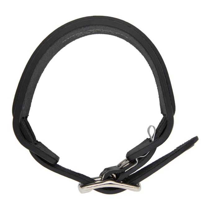 JUNYA WATANABE JUNYA WATANABE BLACK LEATHER DOUBLE BUCKET BRACELET