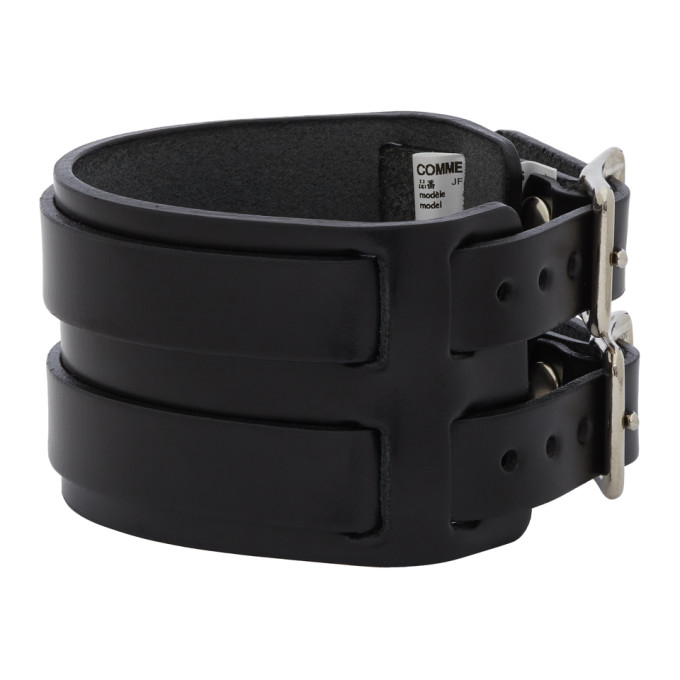 JUNYA WATANABE JUNYA WATANABE BLACK LEATHER DOUBLE BUCKET BRACELET