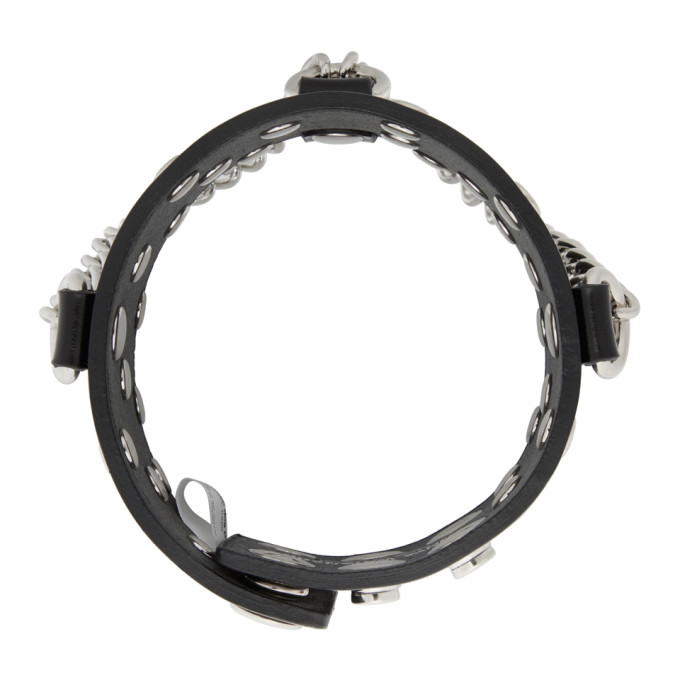 JUNYA WATANABE JUNYA WATANABE BLACK LEATHER STUDDED CHAIN ANKLET