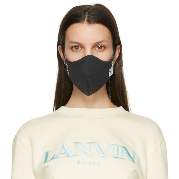 Lanvin Two-Pack Black and Navy Logo Face Masks