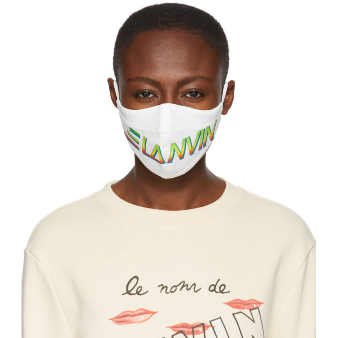 Lanvin Two-Pack Black and White Logo Face Masks