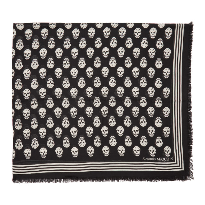 Alexander McQueen Black and White Biker Scarf