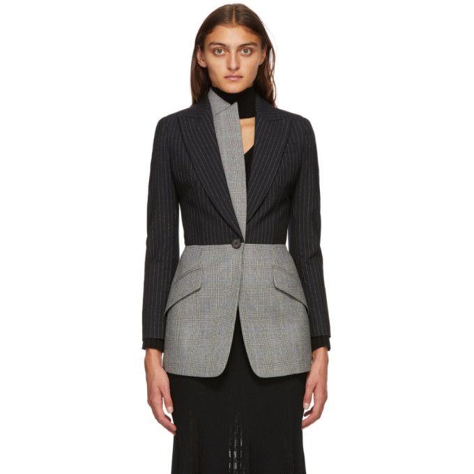 Click to view more detailed imagery on our partner's website Alexander Mcqueen Black And Grey Pinstripe Blazer In 1056 Blplat