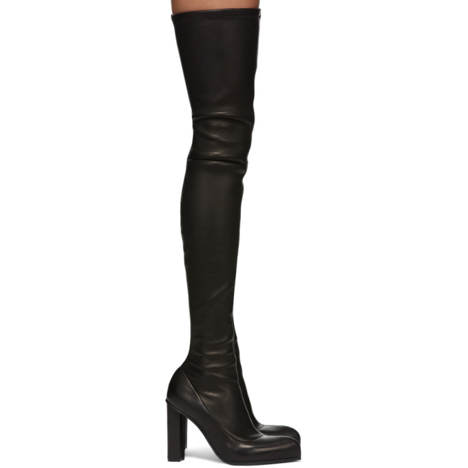 Alexander McQueen Black Leather OTK Heeled Tall Boots