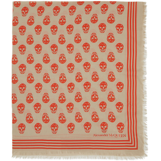 Alexander McQueen Beige and Orange Biker Scarf