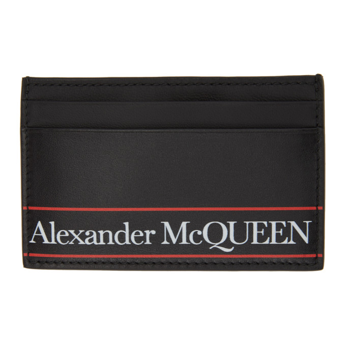 Alexander McQueen Black and Red Logo Print Card Holder