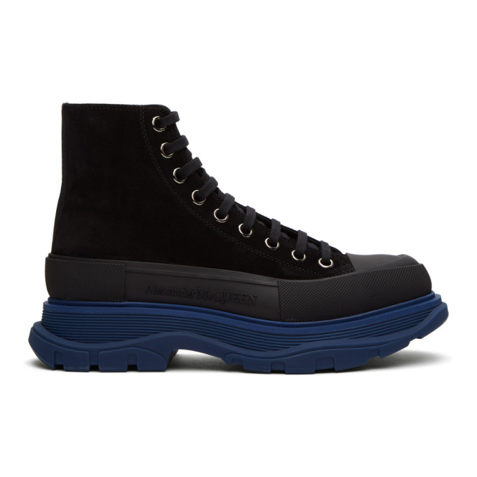 SSENSE Exclusive Black and Blue Suede Boots