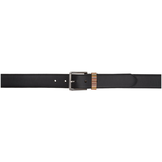 Paul Smith Black Striped Keeper Belt