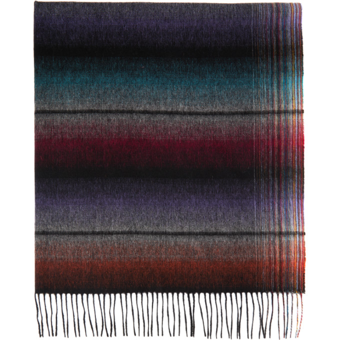 Paul Smith Multicolor Wool Gradient Stripe Scarf