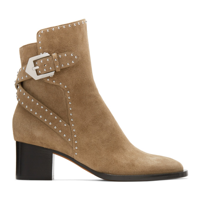 Givenchy Beige Suede Elegant Stud Heel Ankle Boots
