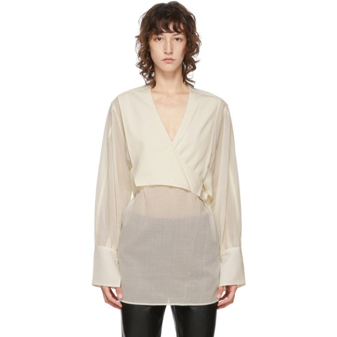 31 Phillip Lim Off White Wrap Waist Blouse 202283F10706403